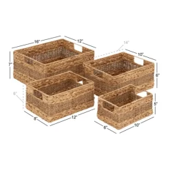 Baskets & Boxes-Kirkland's Home Rectangular Baskets With Metal Handles, Set Of 4 Brown