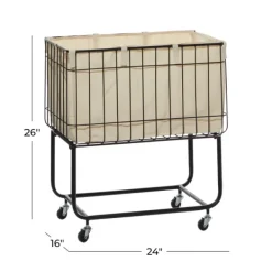 Baskets & Boxes-Kirkland's Home Rectangular Black Rolling Storage Cart Black/Ivory