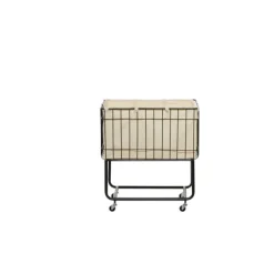 Baskets & Boxes-Kirkland's Home Rectangular Black Rolling Storage Cart Black/Ivory