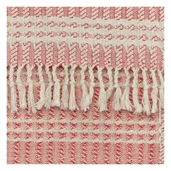 Blankets & Throws-Kirkland's Home Red And Ivory Striped Cotton Throw Red/Ivory