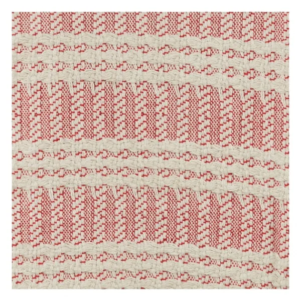 Blankets & Throws-Kirkland's Home Red And Ivory Striped Cotton Throw Red/Ivory