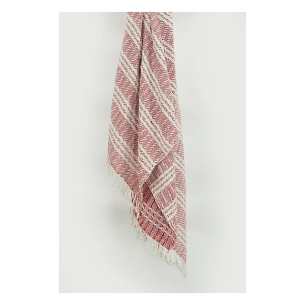 Blankets & Throws-Kirkland's Home Red And Ivory Striped Cotton Throw Red/Ivory