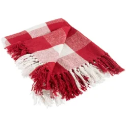Blankets & Throws-Kirkland's Home Red And White Buffalo Check Throw Red/White