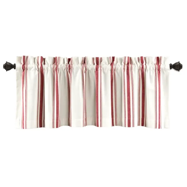 Curtains & Drapes-Kirkland's Home Red And White Farmhouse Stripe Valance White/Red