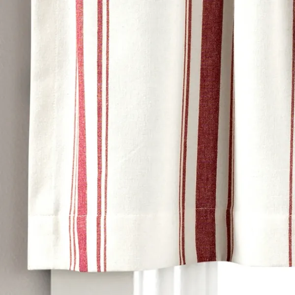 Curtains & Drapes-Kirkland's Home Red And White Farmhouse Stripe Valance White/Red