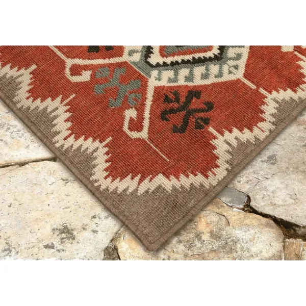 Outdoor Rugs-Kirkland's Home Red Bali Medallion Indoor/Outdoor Area Rug, 4X7 Multi/Red