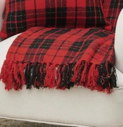 Blankets & Throws-Kirkland's Home Red Black Plaid Throw Christmas Blanket Red/Black