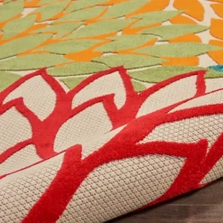Outdoor Rugs-Kirkland's Home Red Bright Floral Burst Outdoor Area Rug, 7X10 Red/Orange/Blue