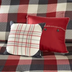 Comforters-Kirkland's Home Red Buffalo Check King 7-Pc. Comforter Set Red/White/Gray