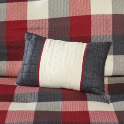 Comforters-Kirkland's Home Red Buffalo Check King 7-Pc. Comforter Set Red/White/Gray