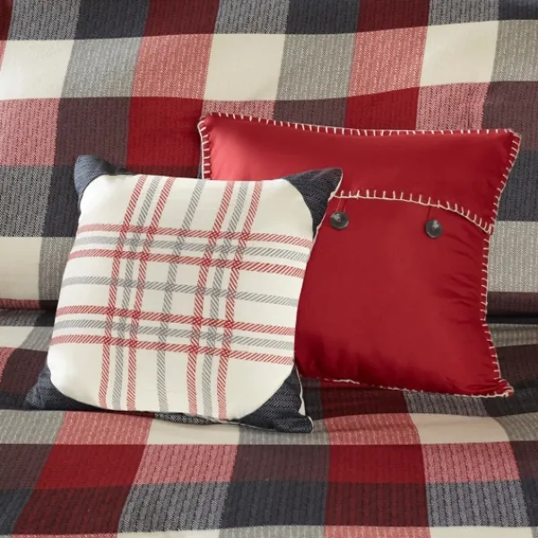 Duvets-Kirkland's Home Red Buffalo Check 6-Pc. Full/Queen Duvet Cover Set Red/Gray
