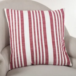 Pillows-Kirkland's Home Red Coastal Stripe Pillow Red/White