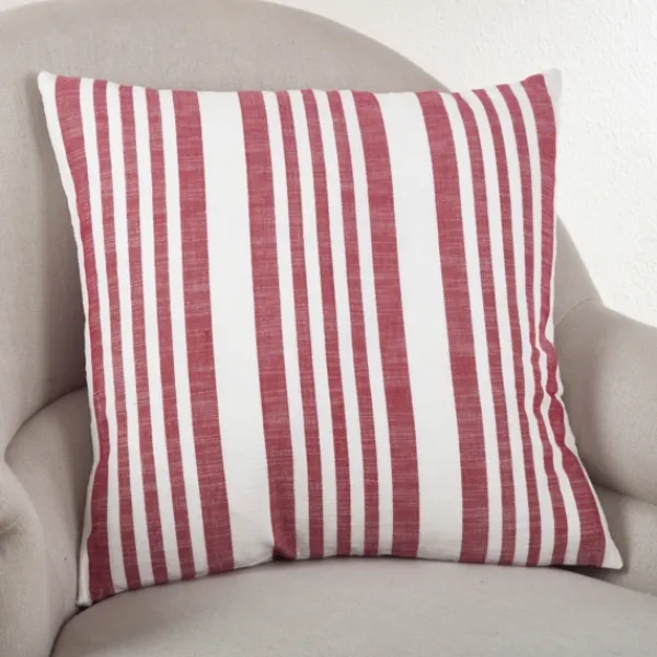 Pillows-Kirkland's Home Red Coastal Stripe Pillow Red/White
