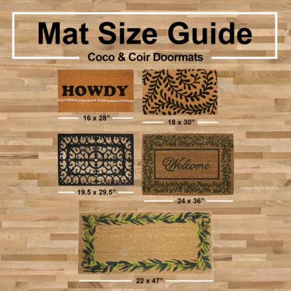 Doormats-Kirkland's Home Red Damask Welcome Coir Doormat Tan/Red