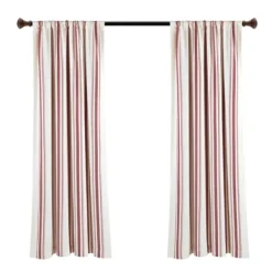 Curtains & Drapes-Kirkland's Home Red Farmhouse Stripe Curtain Panels, Set Of 2 White/Red