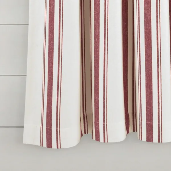 Curtains & Drapes-Kirkland's Home Red Farmhouse Stripe Curtain Panels, Set Of 2 White/Red
