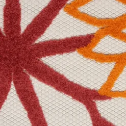 Outdoor Rugs-Kirkland's Home Red Floral Burst Outdoor Area Rug, 7X10 Red/Orange/Green