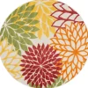 Outdoor Rugs-Kirkland's Home Red Floral Burst Outdoor Round Area Rug, 5 Ft. Red/Orange/Green