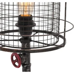 Table Lamps-Kirkland's Home Red Iron Cage Shade Edison Table Lamp Black