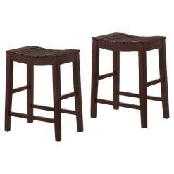 Bar Stools & Counter Height Stools-Kirkland's Home Red Mahogany Saddle Seat Counter Stools, Set Of 2 Brown