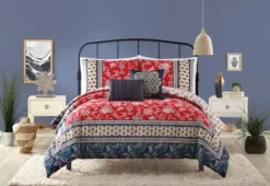 Comforters-Kirkland's Home Red Navy Marbella Queen 5-Pc. Comforter Set Red/Blue