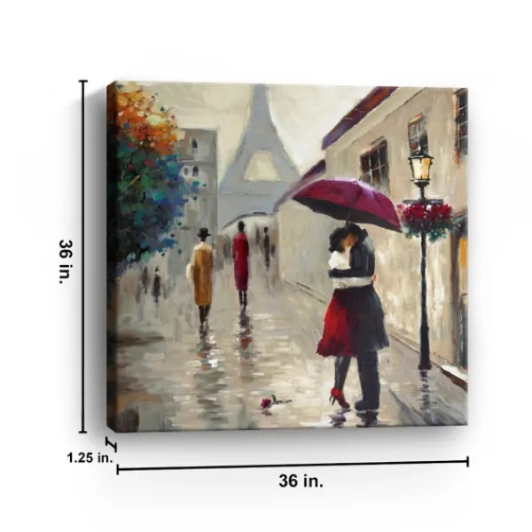 Canvas Art-Kirkland's Home Red Umbrella Couple Giclee Canvas Art Print Multi
