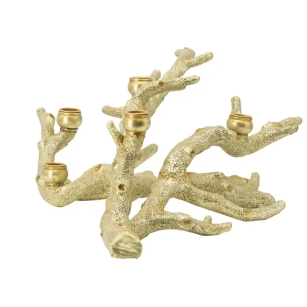 Candle Holders-Kirkland's Home Resin Coral Candle Holder Gold