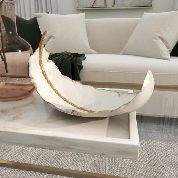 Decorative Bowls & Jars-Kirkland's Home Resin Feather Bowl White