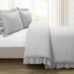 Duvets-Kirkland's Home Reyna Ruffle 3-Pc. Full/Queen Duvet Set Gray