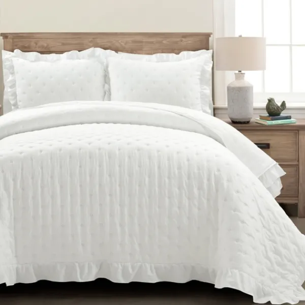 Quilts-Kirkland's Home Reyna Ruffle 3-Pc. King Quilt Set White