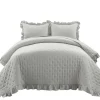 Quilts-Kirkland's Home Reyna Ruffle 3-Pc. King Quilt Set Gray
