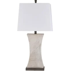 Table Lamps-Kirkland's Home Ribbed Concave Table Lamp White