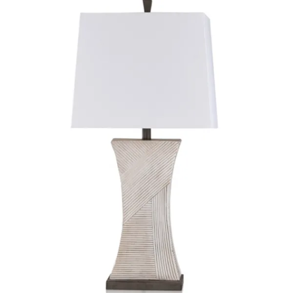 Table Lamps-Kirkland's Home Ribbed Concave Table Lamp White