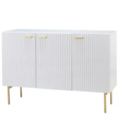 Cabinets & Sideboards-Kirkland's Home Ribbed Wood Sideboard Cabinet White