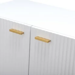 Cabinets & Sideboards-Kirkland's Home Ribbed Wood Sideboard Cabinet White