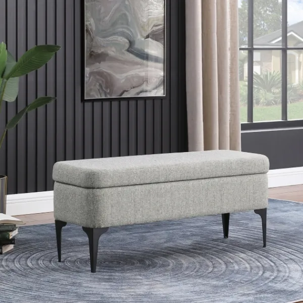 Benches & Ottomans-Kirkland's Home Ricardo Woven Storage Bench Gray