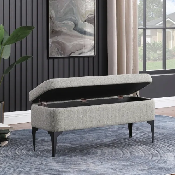 Benches & Ottomans-Kirkland's Home Ricardo Woven Storage Bench Gray