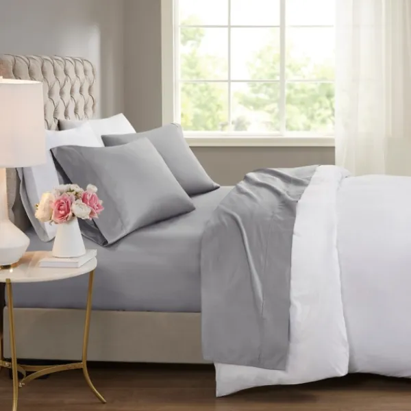 Bed Sheets-Kirkland's Home Rich Cooling Cotton Queen Sheet Set Gray
