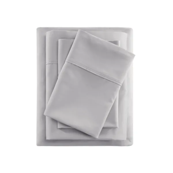 Bed Sheets-Kirkland's Home Rich Cooling Cotton Queen Sheet Set Gray