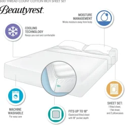 Bed Sheets-Kirkland's Home Rich Cooling Cotton Queen Sheet Set Gray