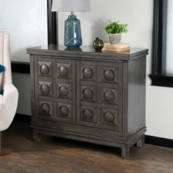 Cabinets & Sideboards-Kirkland's Home Rich Dimensional Panel Cabinet Gray