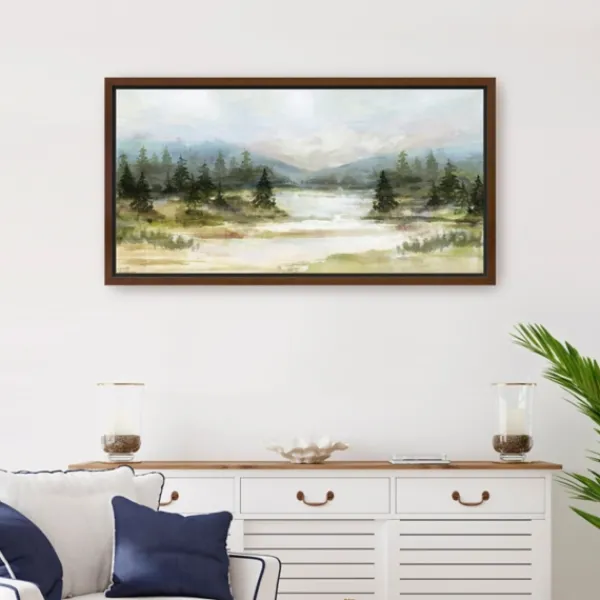 Framed Art-Kirkland's Home River View Framed Canvas Art Print White/Green