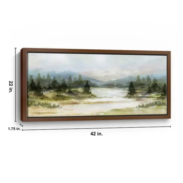 Framed Art-Kirkland's Home River View Framed Canvas Art Print White/Green