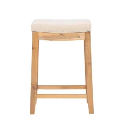 Bar Stools & Counter Height Stools-Kirkland's Home Riverdale Acacia Wood Counter Stool White