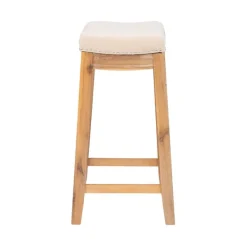Bar Stools & Counter Height Stools-Kirkland's Home Riverdale Acacia Wood Counter Stool White