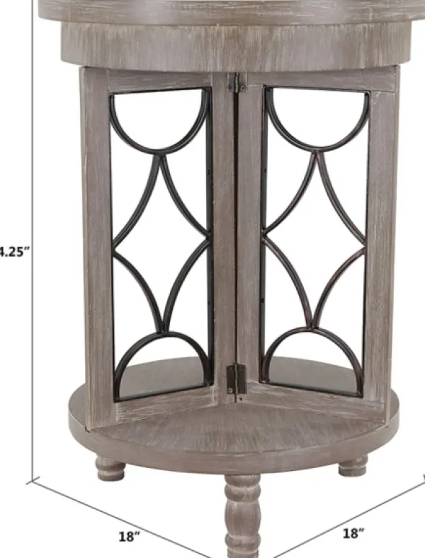 Accent & End Tables-Kirkland's Home Roberta Wood Decorative Metal Accent Table Gray