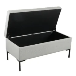 Benches & Ottomans-Kirkland's Home Ronaldo Woven Storage Bench Gray