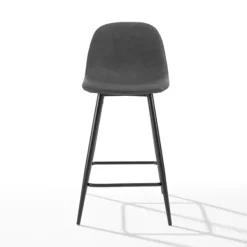 Bar Stools & Counter Height Stools-Kirkland's Home Rorke Vegan Leather Counter Stools, Set Of 2 Black