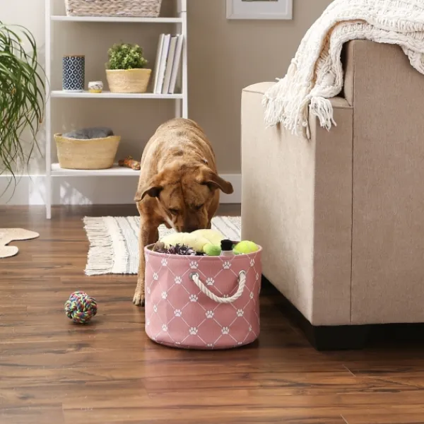 Baskets & Boxes-Kirkland's Home Rose Paw Trellis Round Basket, 12 In. Pink