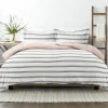 Duvets-Kirkland's Home Rose Pink Echo Stripe 3-Pc. Queen Duvet Cover Set White/Black/Pink